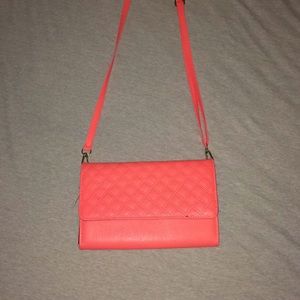 Coral, faux leather purse
